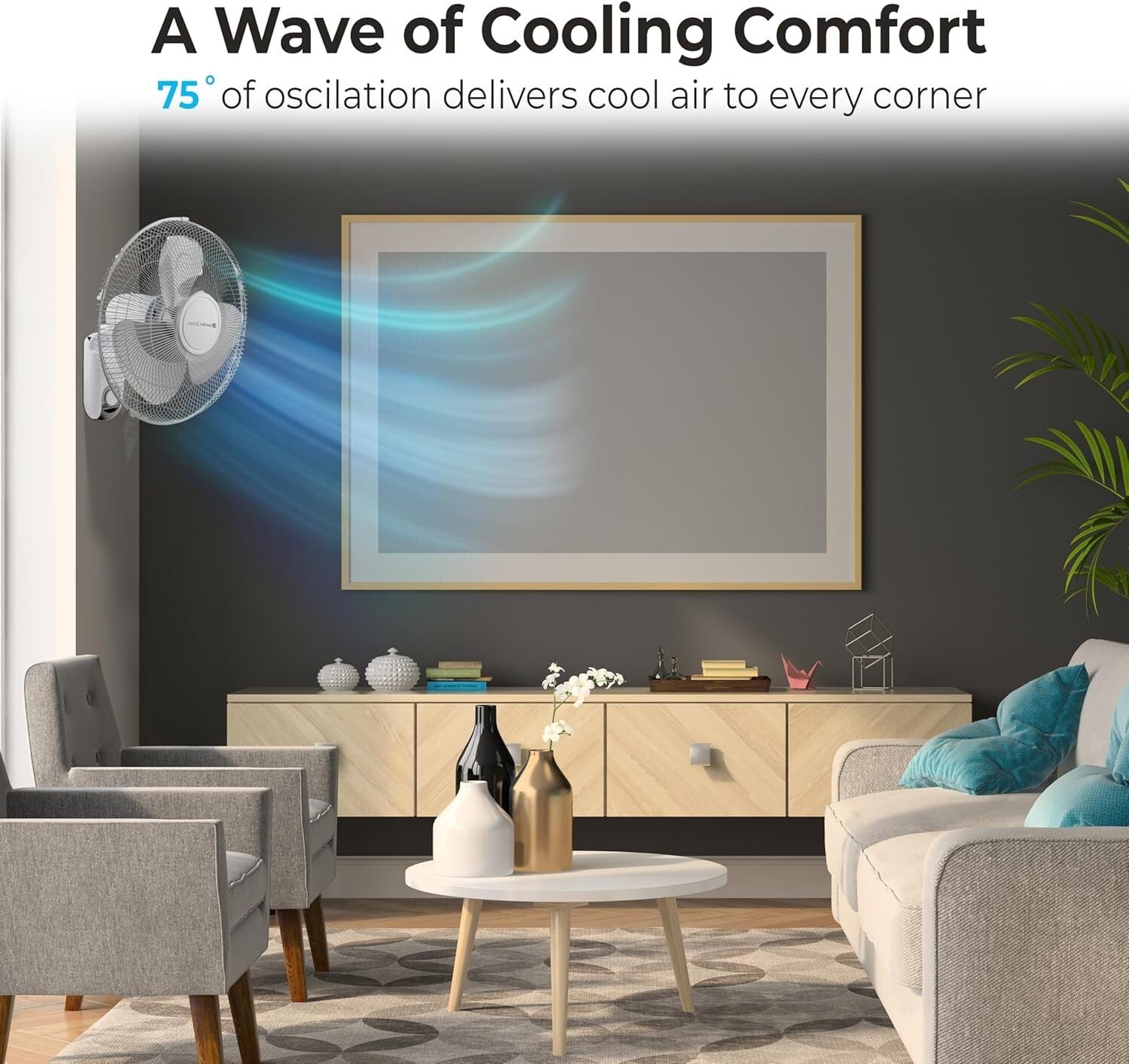 Adjustable 16-Inch Wall-Mount Fan with Remote - Perfect for Home, Office & Gym