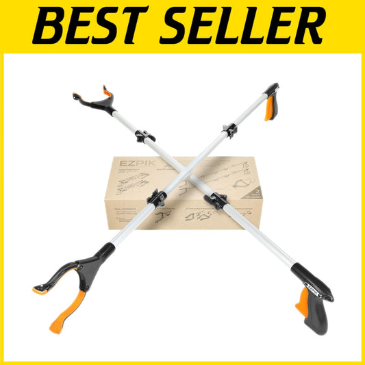 Foldable Grabber Reacher 2-Pack - 43-Inch Heavy Duty Tool for Easy Reaching