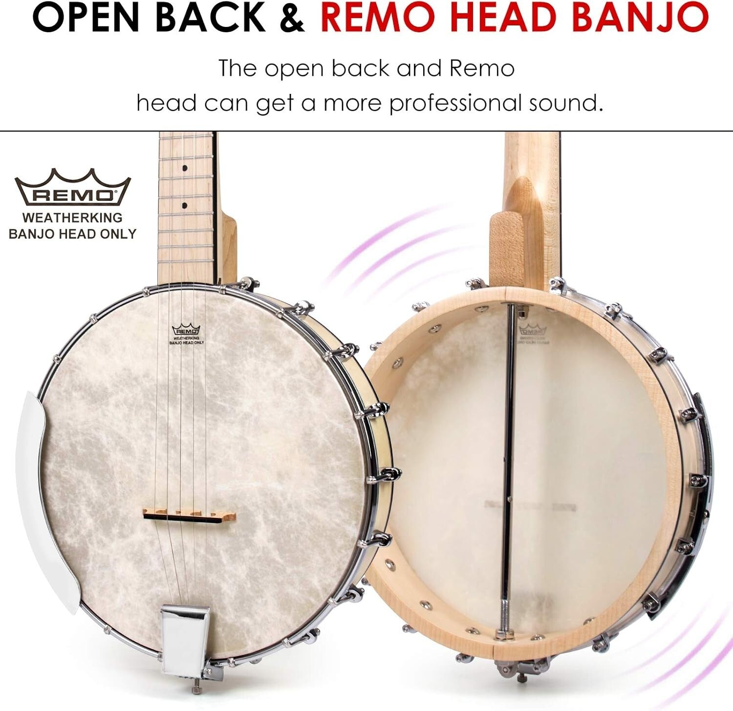 Full-Size 5-String Maple Banjo Kit with Remo Head & Accessories for All Levels