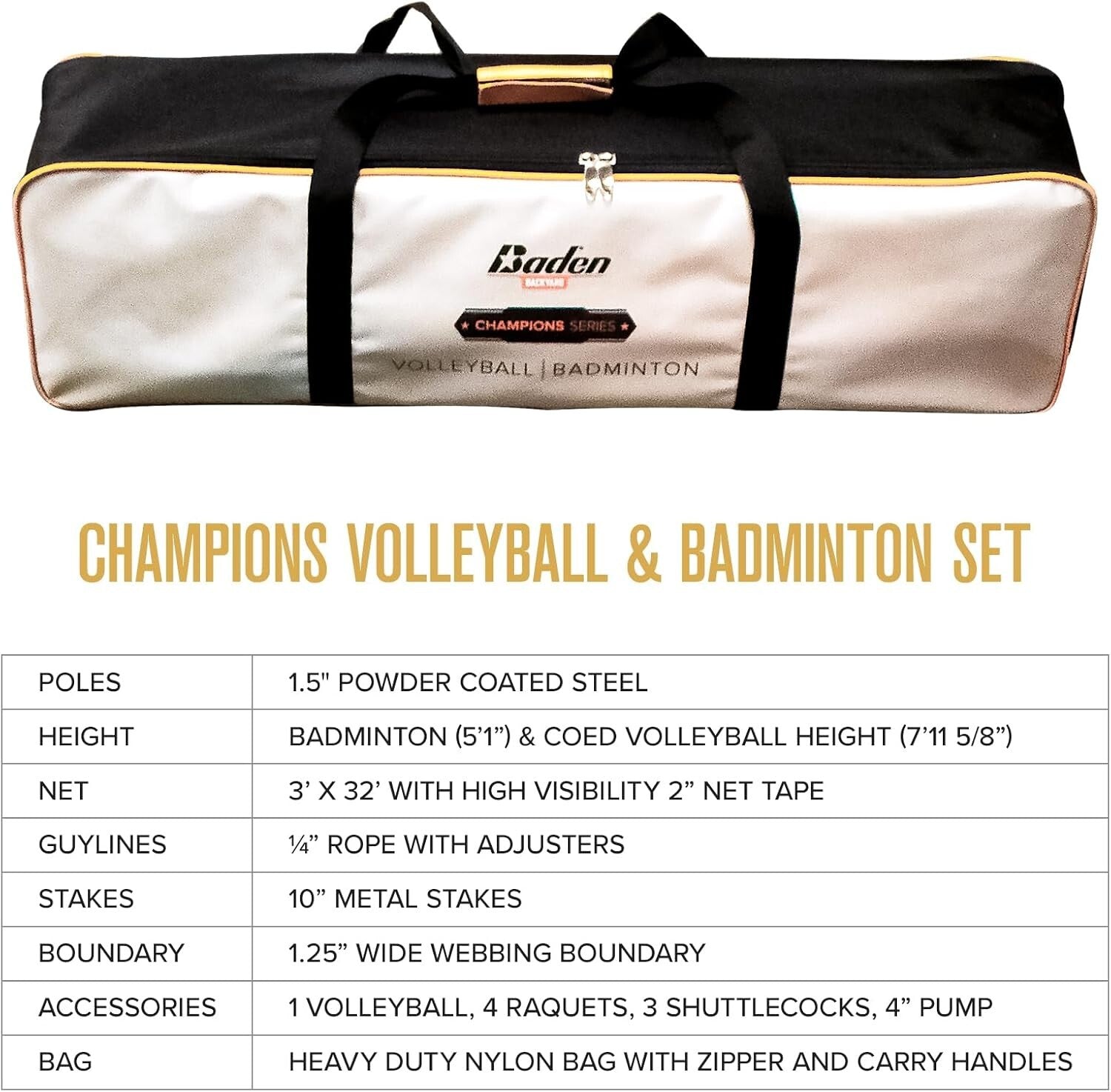 Family-Friendly Volleyball & Badminton Combo Set - Weather-Resistant Carry Bag