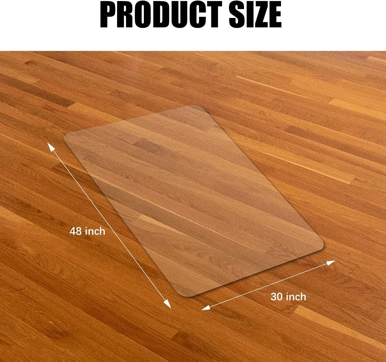 Versatile Hard Floor Chair Mat - 48" x 30" Rectangle - Non-Toxic PVC Protection