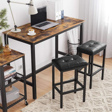Load image into Gallery viewer, Backless Black Counter Bar Stools - Set of 2, Durable PU Leather, 24.4" Height