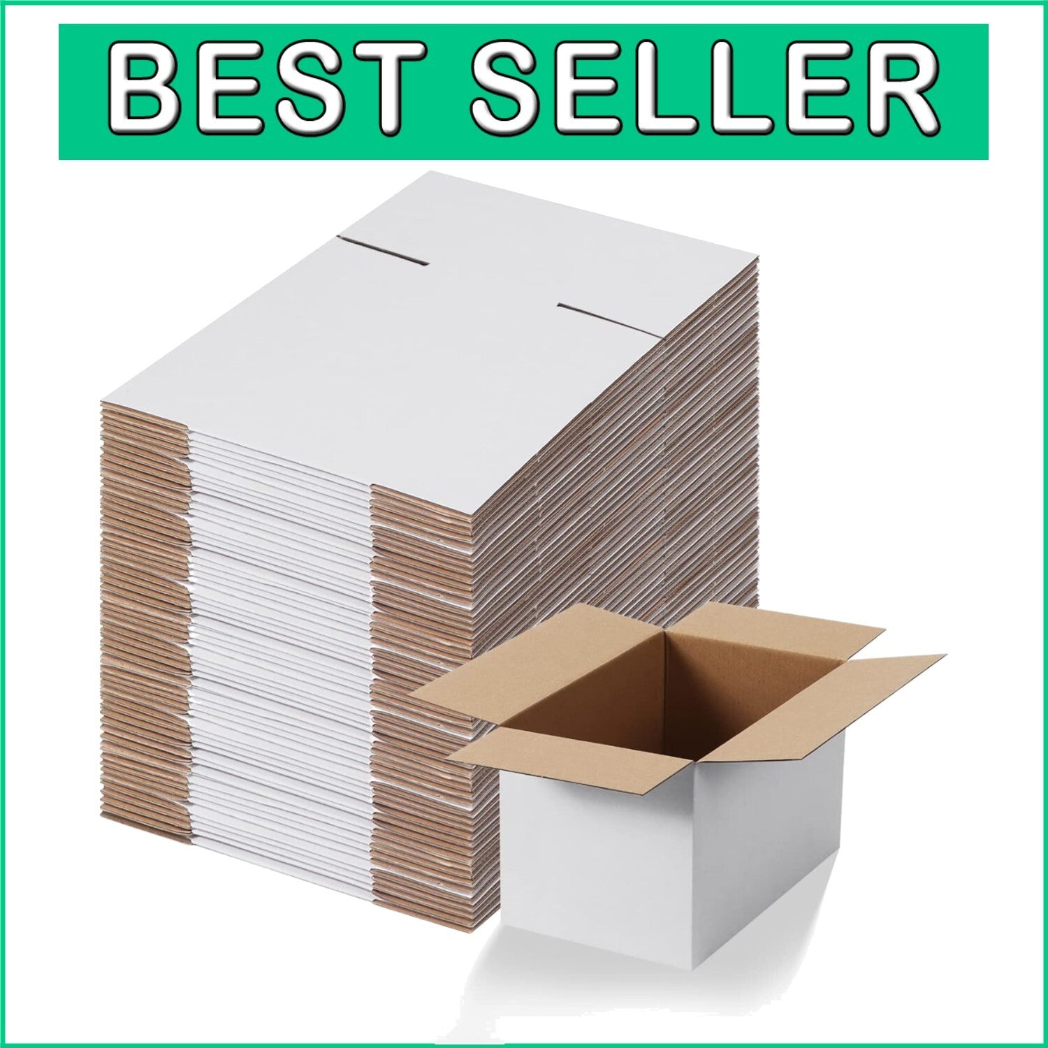 10x6x6 Shipping Boxes - Set of 40 White Corrugated Cardboard Packing Solutions
