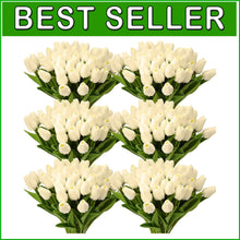 Load image into Gallery viewer, Waterproof Faux Tulips in Milk White - 100-Piece Set for Year-Round Elegance