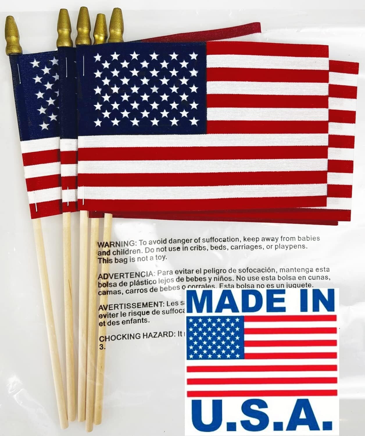 Durable Cotton American Stick Flags - Perfect for Lawn & Garden Decor (24 Pack)