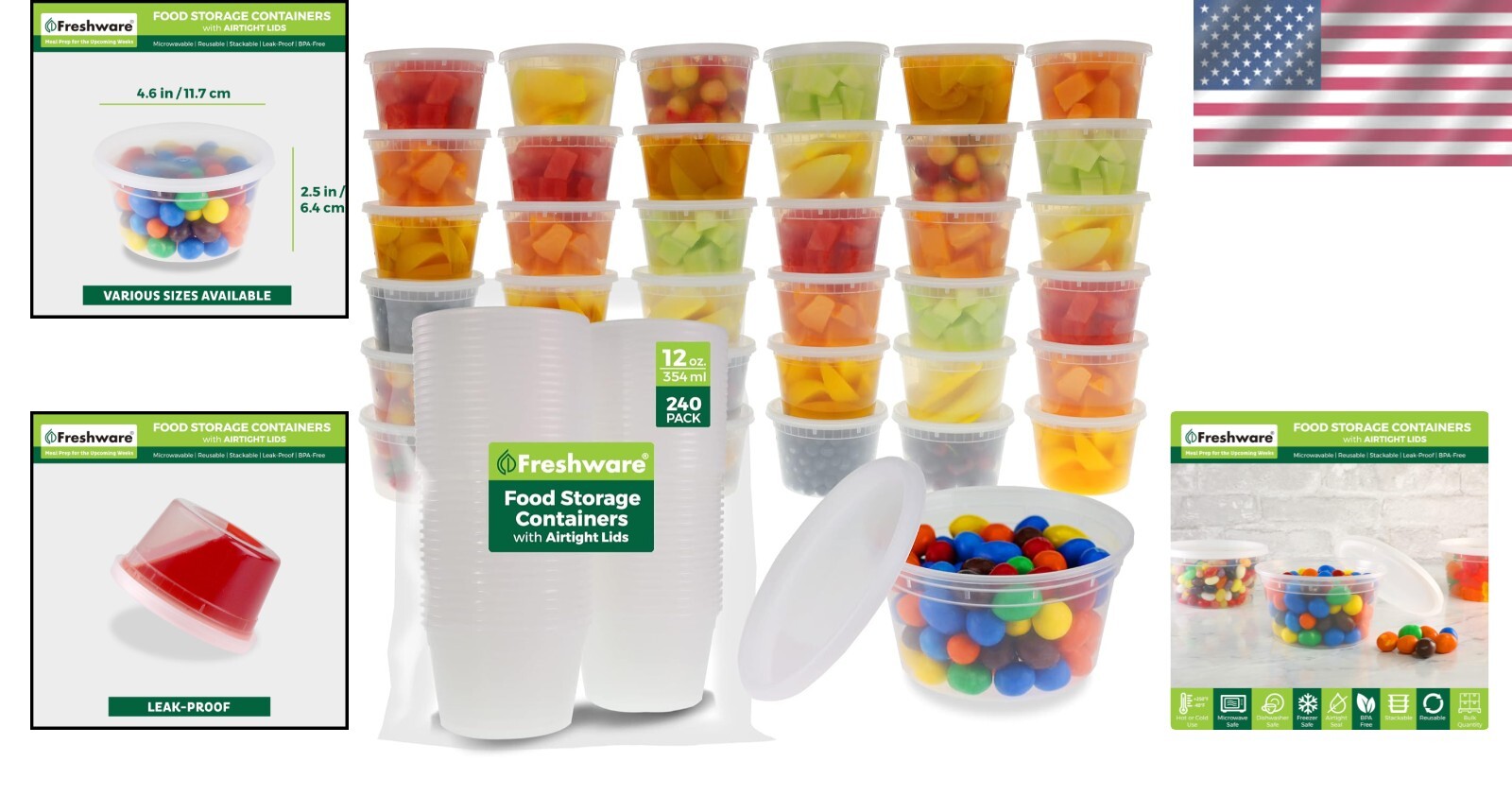12 oz Clear Stackable Deli Containers with Lids – Ideal for Meal Prep & Freezer