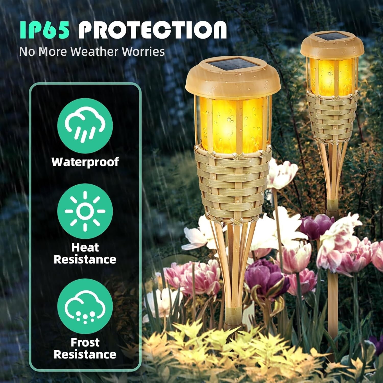 Adjustable Solar Outdoor Torch Lights – Flickering Flame for Pathways & Patios