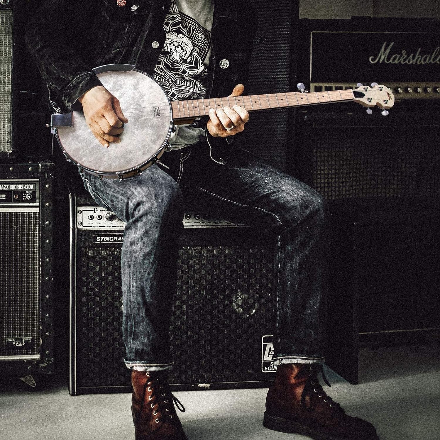 Full-Size 5-String Maple Banjo Kit with Remo Head & Accessories for All Levels