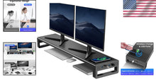Load image into Gallery viewer, High-Quality Dual Monitor Riser with Fast Wireless Charging &amp; 4 USB Ports