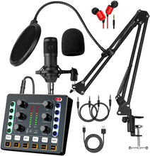 Load image into Gallery viewer, Professional Podcast Equipment Set with Condenser Mic, Sound Card &amp; Accessories