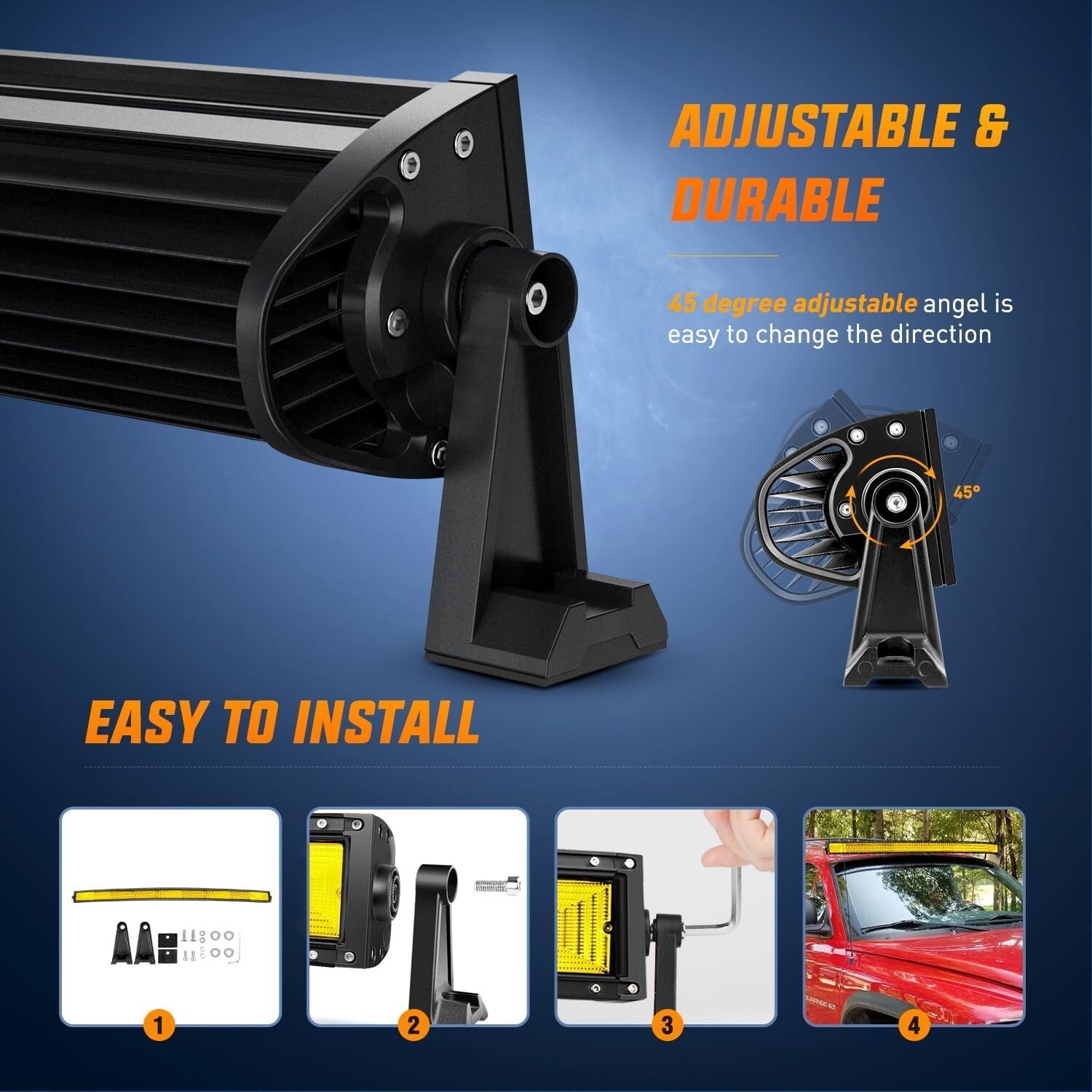 High Power 52-Inch LED Light Bar with Yellow Beam – 783 Chips for Trucks & 4x4s