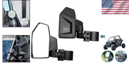Durable UTV Rear View Side Mirrors - Convex 2 Pack for 1.6" - 2" Roll Cages