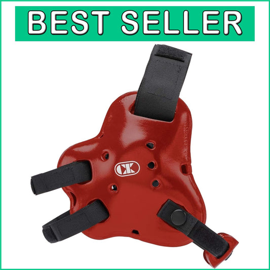 Adjustable Scarlet/Black Wrestling Headgear with Secure Fit & Ear Protection