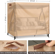 Load image into Gallery viewer, Elegant Beige Waterproof 3-Seat Swing Cover with UV Protection &amp; Storage Bag