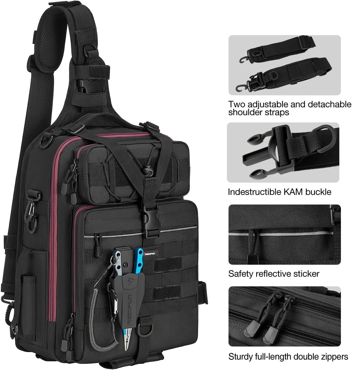 Water-Resistant Outdoor Sling Bag for Fishing - Multiple Compartments & Comfort