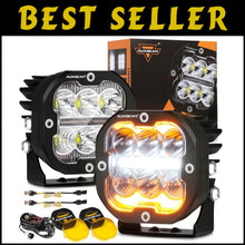 Load image into Gallery viewer, 3 Inch 84W LED Pods with Amber Fog Light &amp; Turn Signal - 9600LM Spot Flood Combo