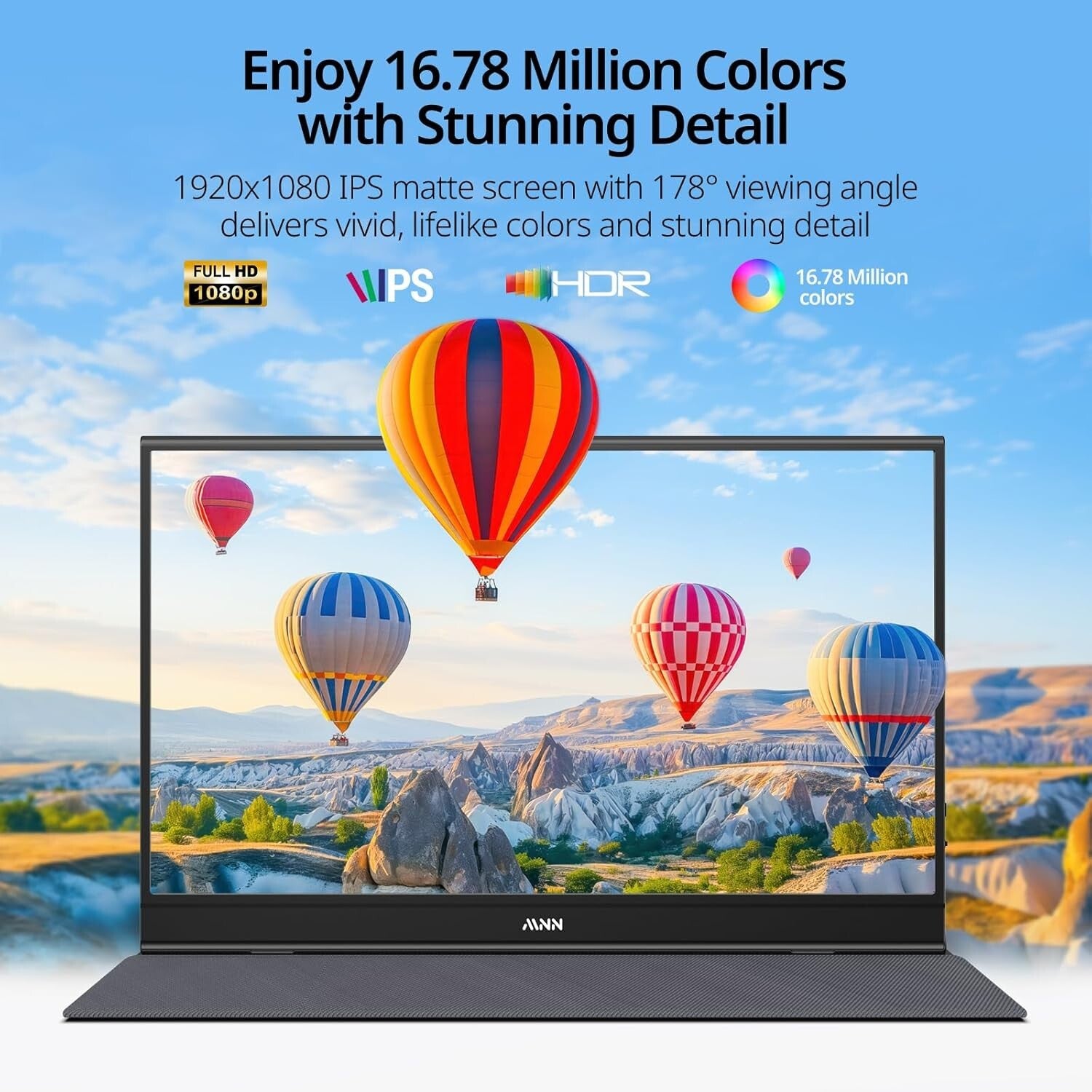 Ultra-Slim 15.6'' 1080P Portable Monitor - Eye-Care with Smart Cover & Speakers