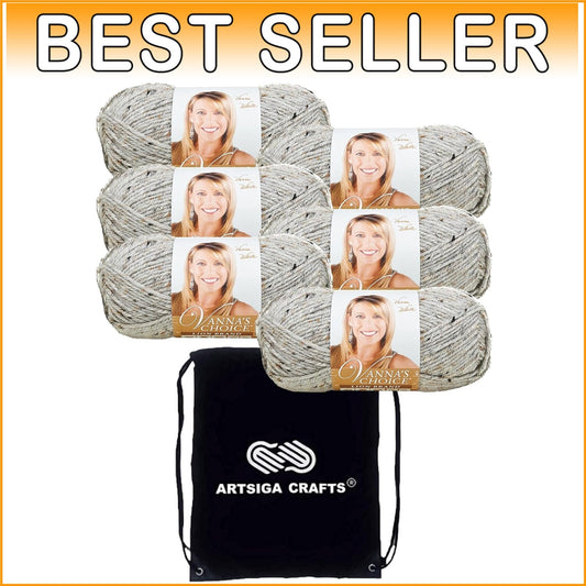 6 Skeins Vanna's Choice Grey Marble Yarn with Matching Project Bag for Crafters