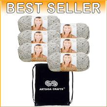 Load image into Gallery viewer, 6 Skeins Vanna's Choice Grey Marble Yarn with Matching Project Bag for Crafters
