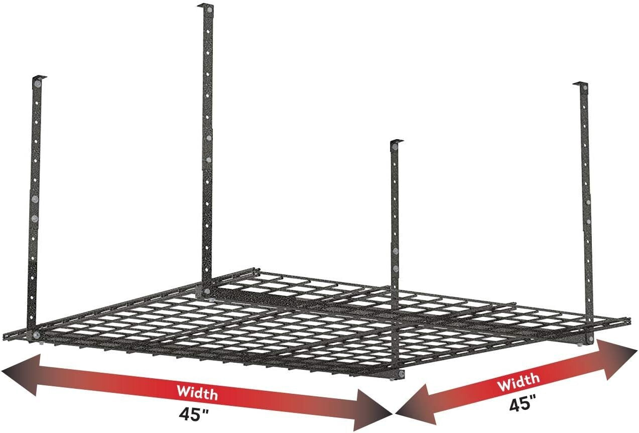 Durable 45-in x 45-in Overhead Storage Rack - Perfect for Garage Organization