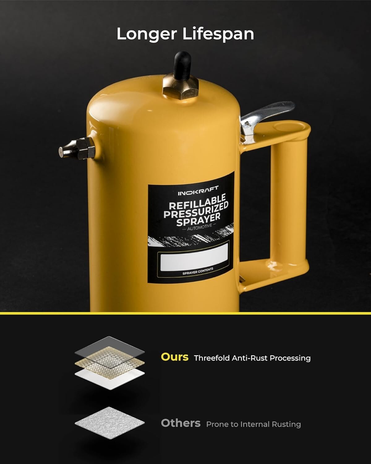 Efficient 0.25 Gallon Metal Spray Bottle with 10m Hose for Brake Cleaner & More