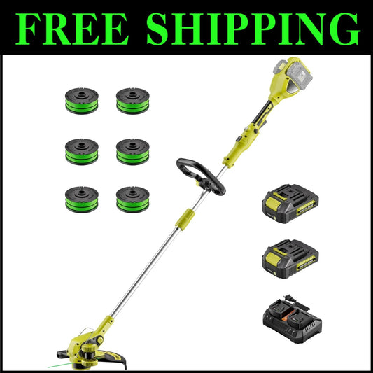 Powerful 40V Wireless Lawn Trimmer & Edger - 14-Inch Cutting Width, Fast Charger
