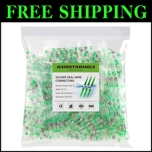 18-16 AWG Heat Shrink Butt Splice Connectors - 500PCS Weatherproof Solution