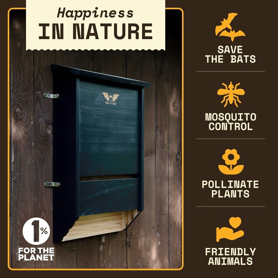 Weather-Resistant Black Bat Box - Easy Install 3 Chamber House for Outdoors