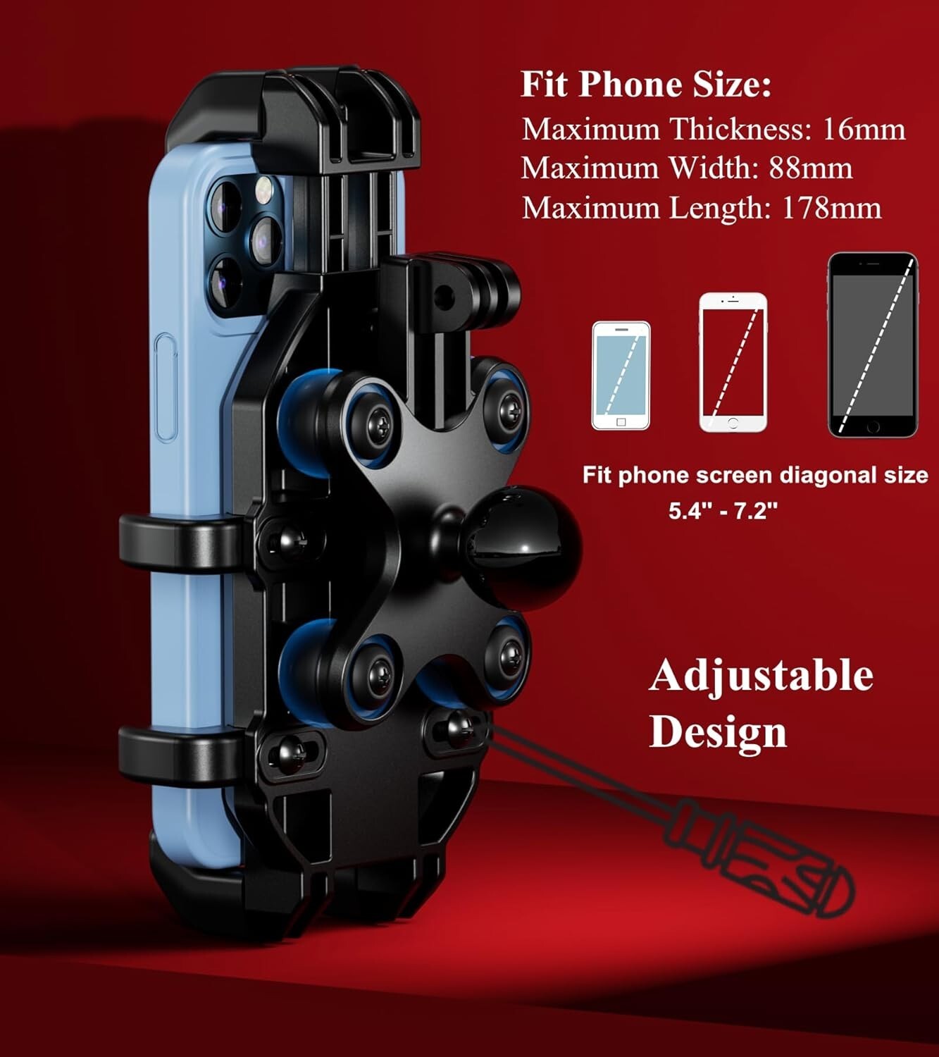 Sturdy Motorcycle Cellphone Holder with Anti-Shake Design & Vibration Dampener