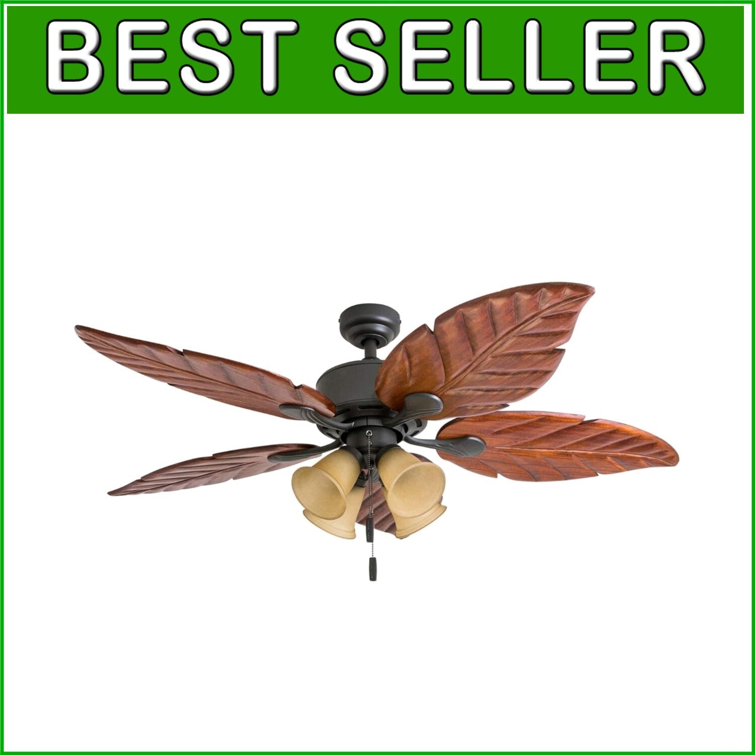 Elegant 52" LED Ceiling Fan with Wooden Blades & Remote Control - Bronze Finish