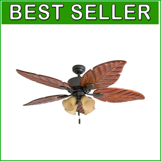 Elegant 52" LED Ceiling Fan with Wooden Blades & Remote Control - Bronze Finish
