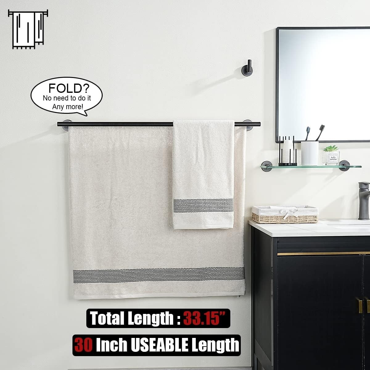 Durable Oil Rubbed Bronze Towel Rack - 30 Inch Double Bar for Bath Organization