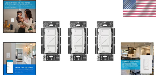 Smart Home Ready Caseta Dimmer Switch, 3-Pack, Easy Setup, 150W LED Compatible