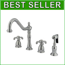 Load image into Gallery viewer, Premium Dual Function Kitchen Faucet with 8-1/4" Spout Reach - Chrome &amp; Brass
