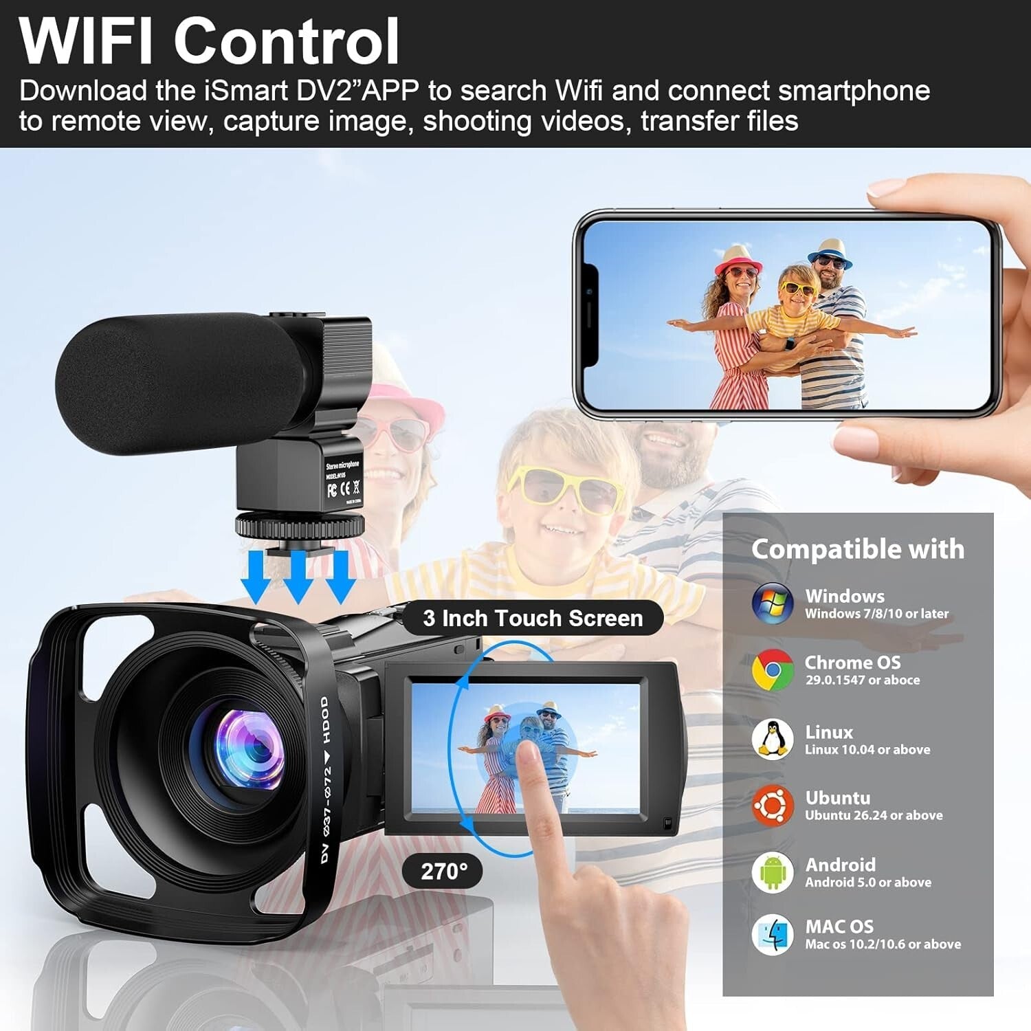 5K Video Camera with 48MP Resolution & Night Vision for YouTube Vlogging