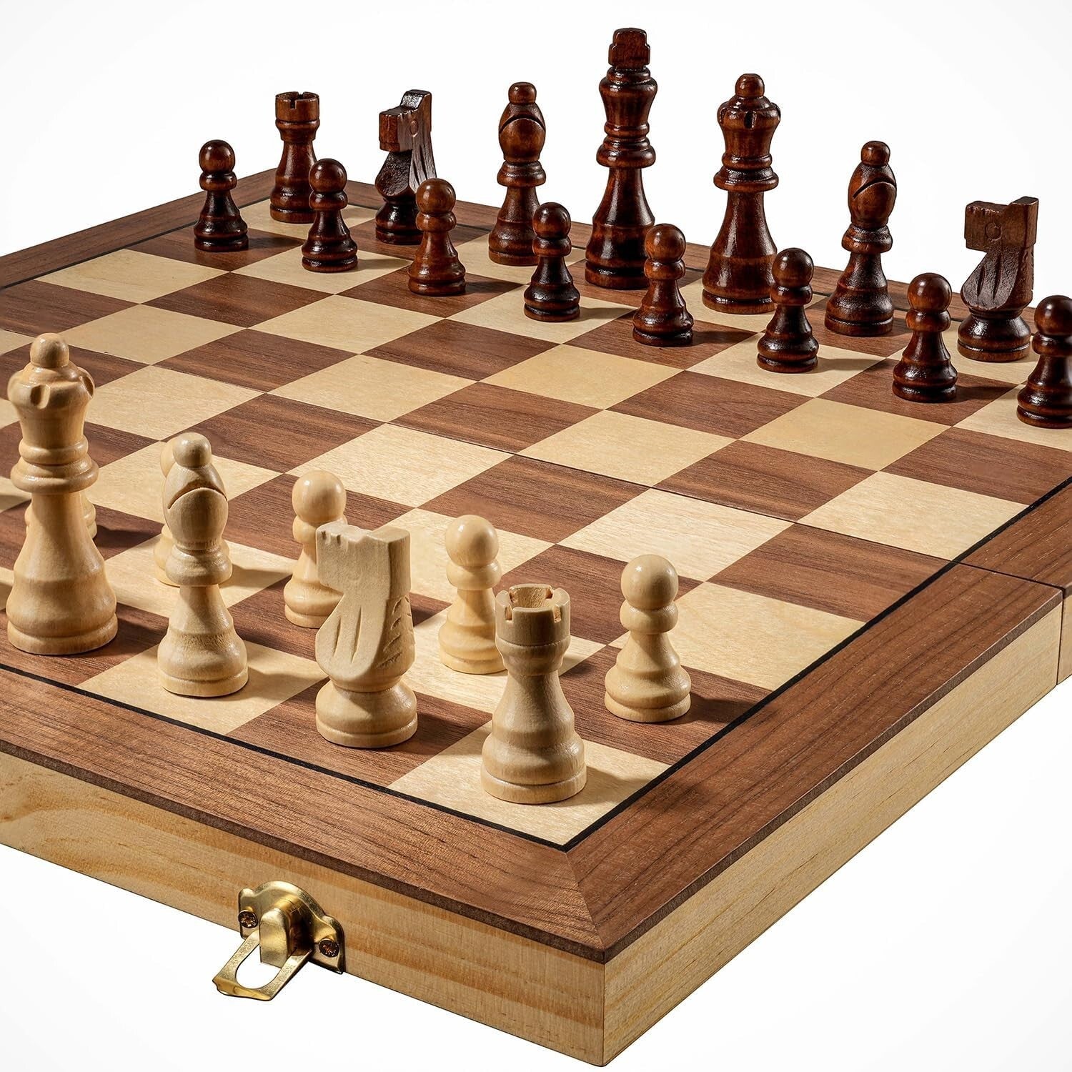 High-Quality 15" Wooden Magnetic Chess Set - Ideal Gift for Family Game Night