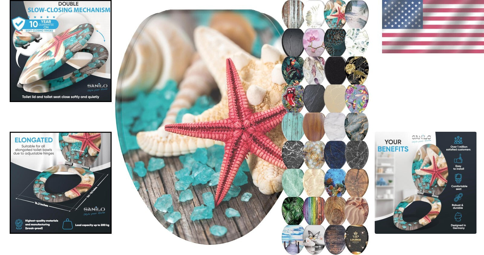 Elegant Elongated Toilet Seat - Soft Close Mechanism & Adjustable Hinges