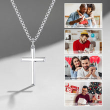 Load image into Gallery viewer, 24 Inch Stainless Steel Box Chain with Sterling Silver Cross Pendant for Him