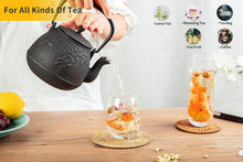 Load image into Gallery viewer, Stovetop Safe Japanese Cast Iron Teapot, 1200 ml with Leaf Design &amp; Infuser