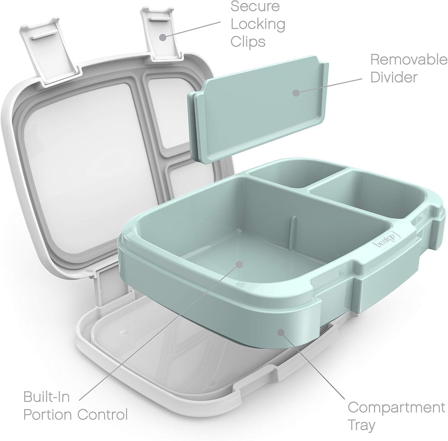 Eco-Friendly Lunch Box Set - 3 Compartments for Balanced Meal Prep - Aqua Color