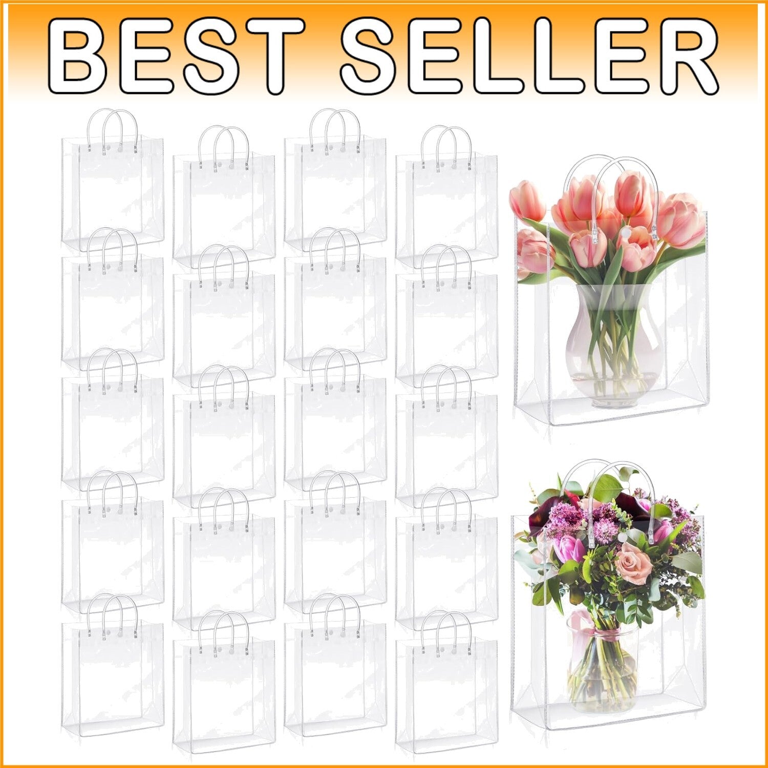 Sturdy Waterproof 13.8 x 11.8 Clear Tote Bags - Ideal for Parties & Gifts