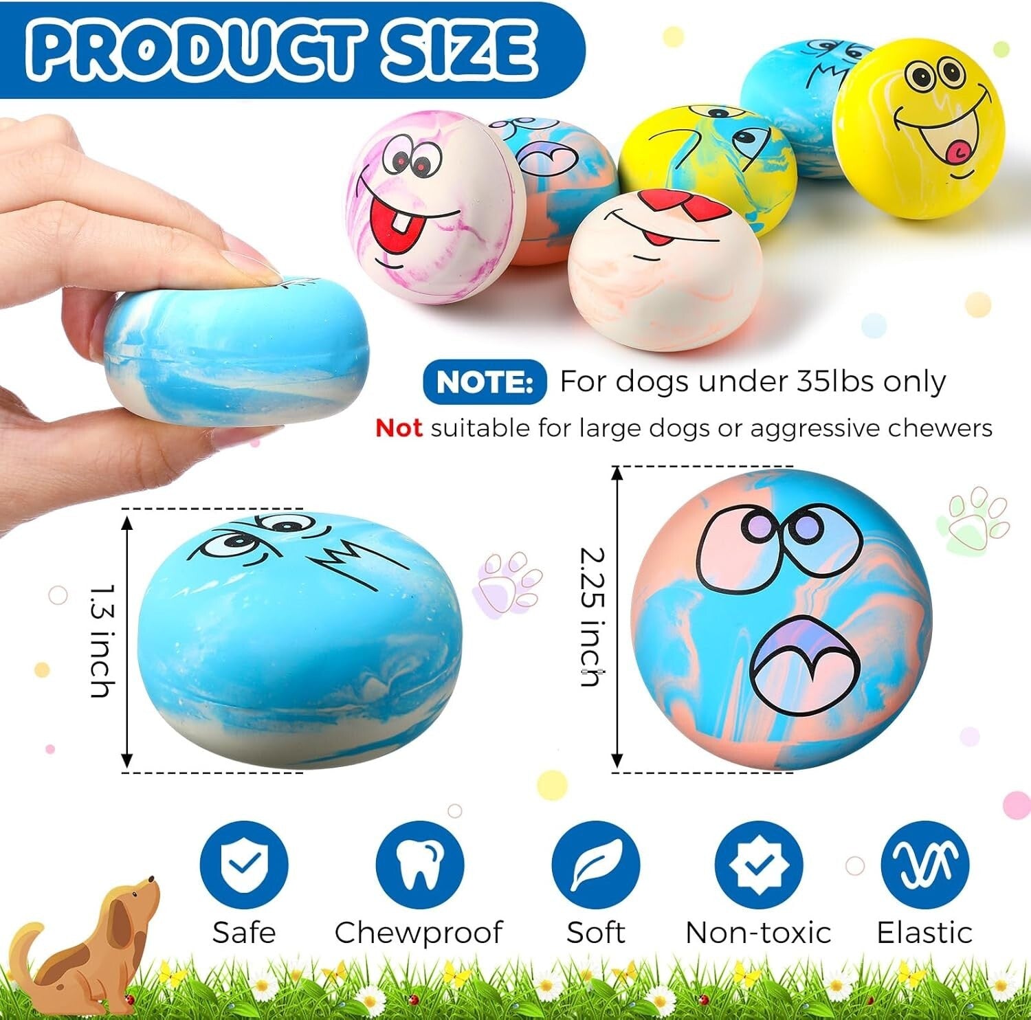 24 Vibrant Emoji Squeaky Dog Balls – Fun Interactive Fetch Toys for Small Dogs