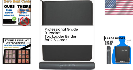 Durable 216 Card Collection Top Loader Binder - Scratch-Resistant with Zipper
