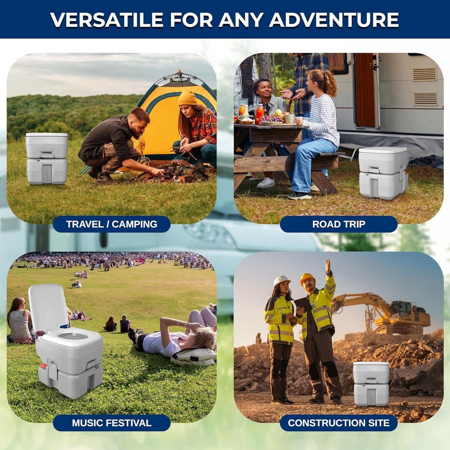 5.2-Gallon Leak-Proof Portable Camping Toilet - Ideal for Hiking & Boating
