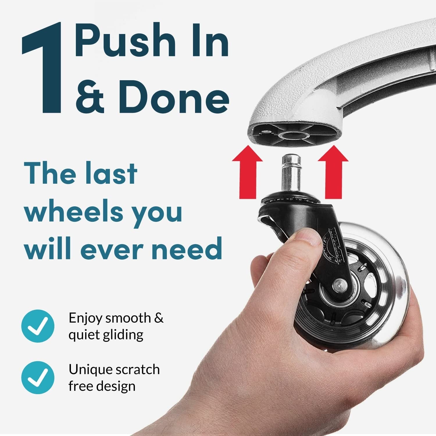 Heavy-Duty Office Chair Wheels - Set of 5 for Hardwood & Carpet Floors