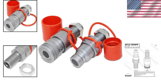 Heavy-Duty Flat Face Hydraulic Quick Connect Coupler - 5/8 ORFS Mount