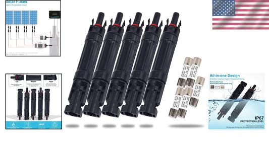 Durable 10A Solar Fuse Connector Set - Male & Female Inline Connection, 5 pcs