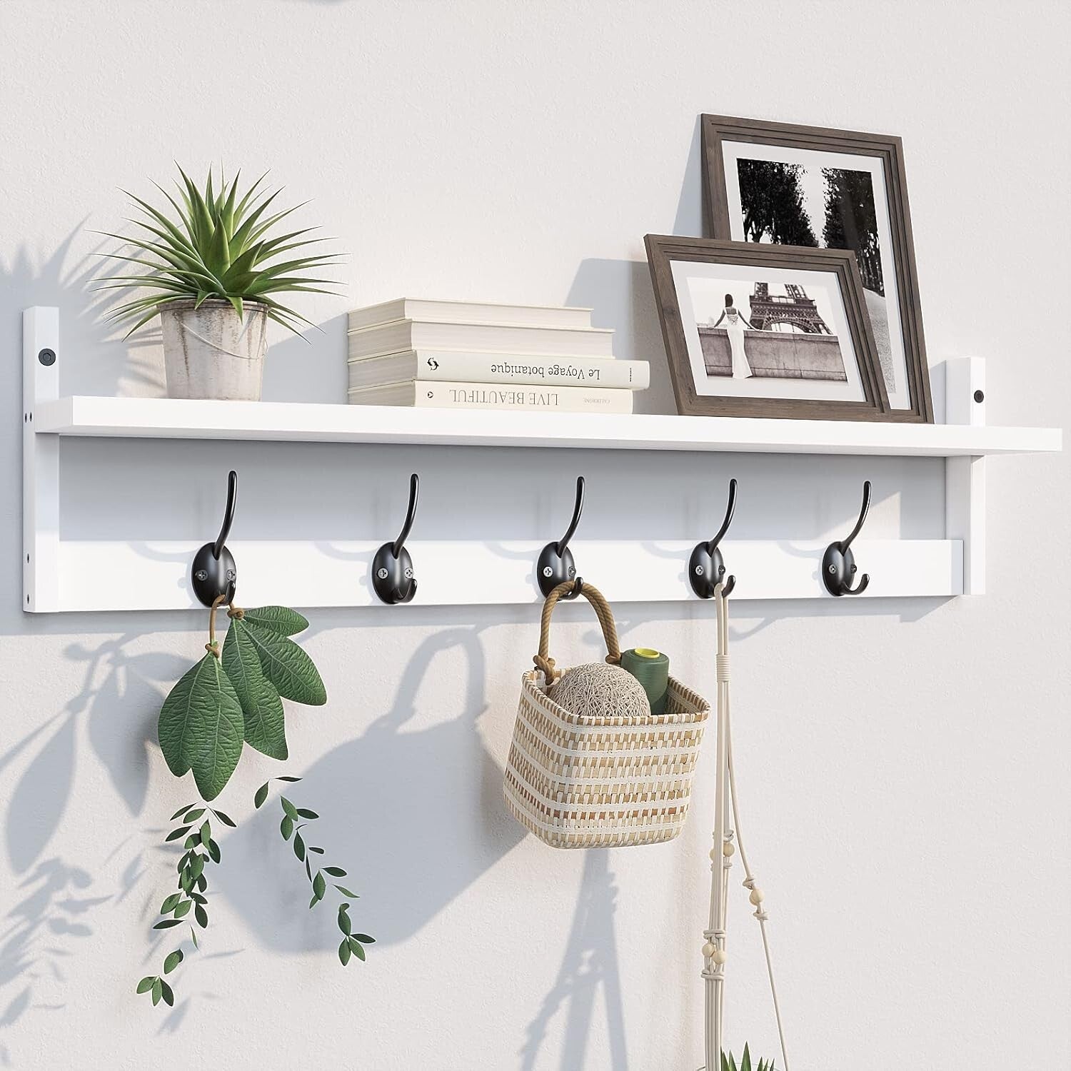 Versatile Wall-Mounted Coat Rack with Shelf - Ideal for Entryways & Bathrooms