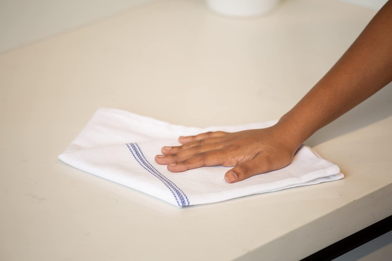 48-Pack Blue Stripe Kitchen Towels - Super Absorbent 100% Cotton Dish Cloths