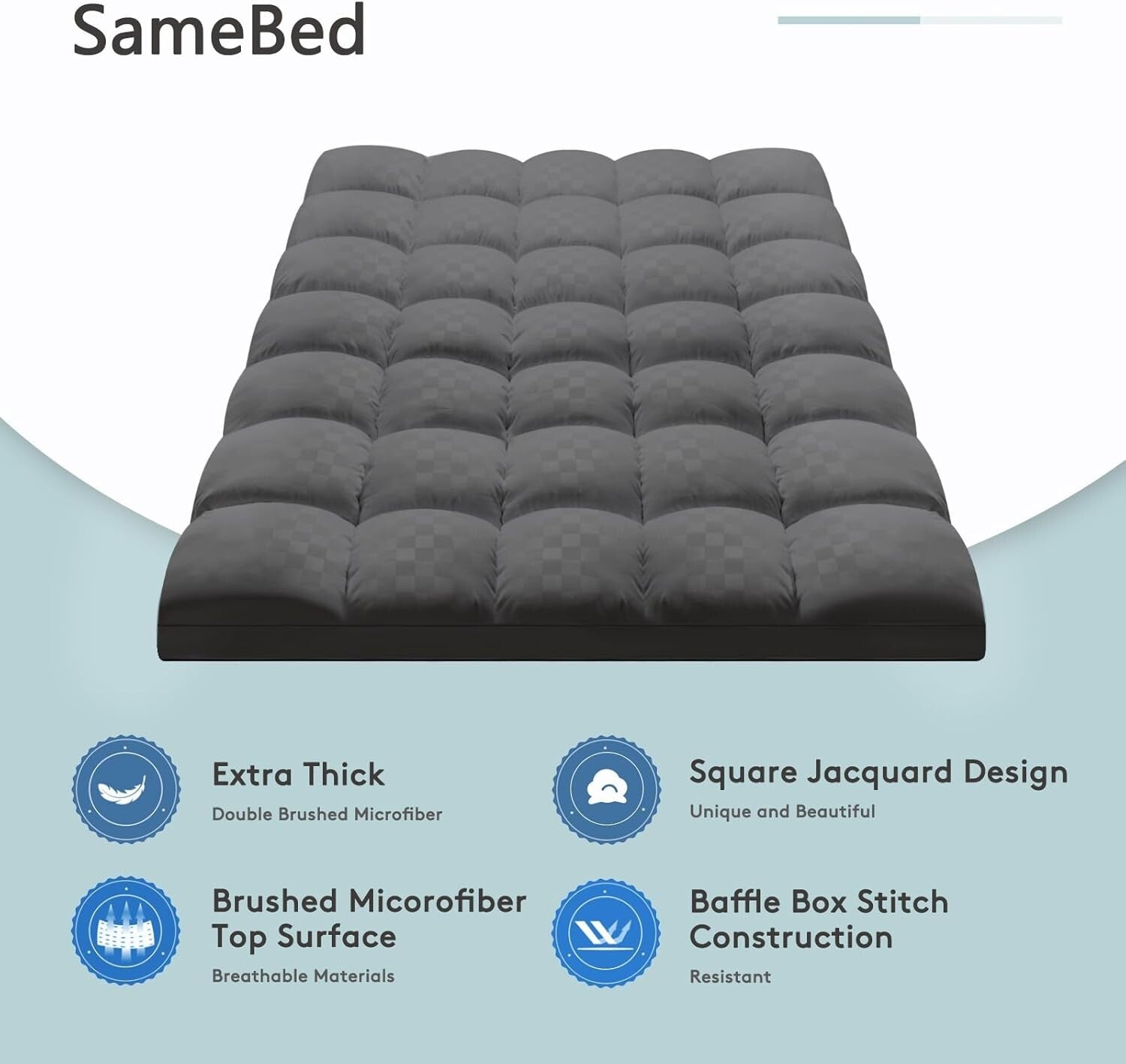 Microfiber Queen Mattress Pad - Extra Thick & Breathable with Quilted Design